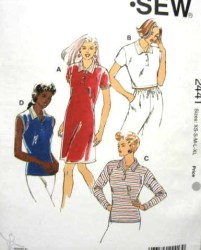 2441 STRETCH KNIT S.S.DRESS,TOPS SLVS OR NOT PATTERN XS-XL